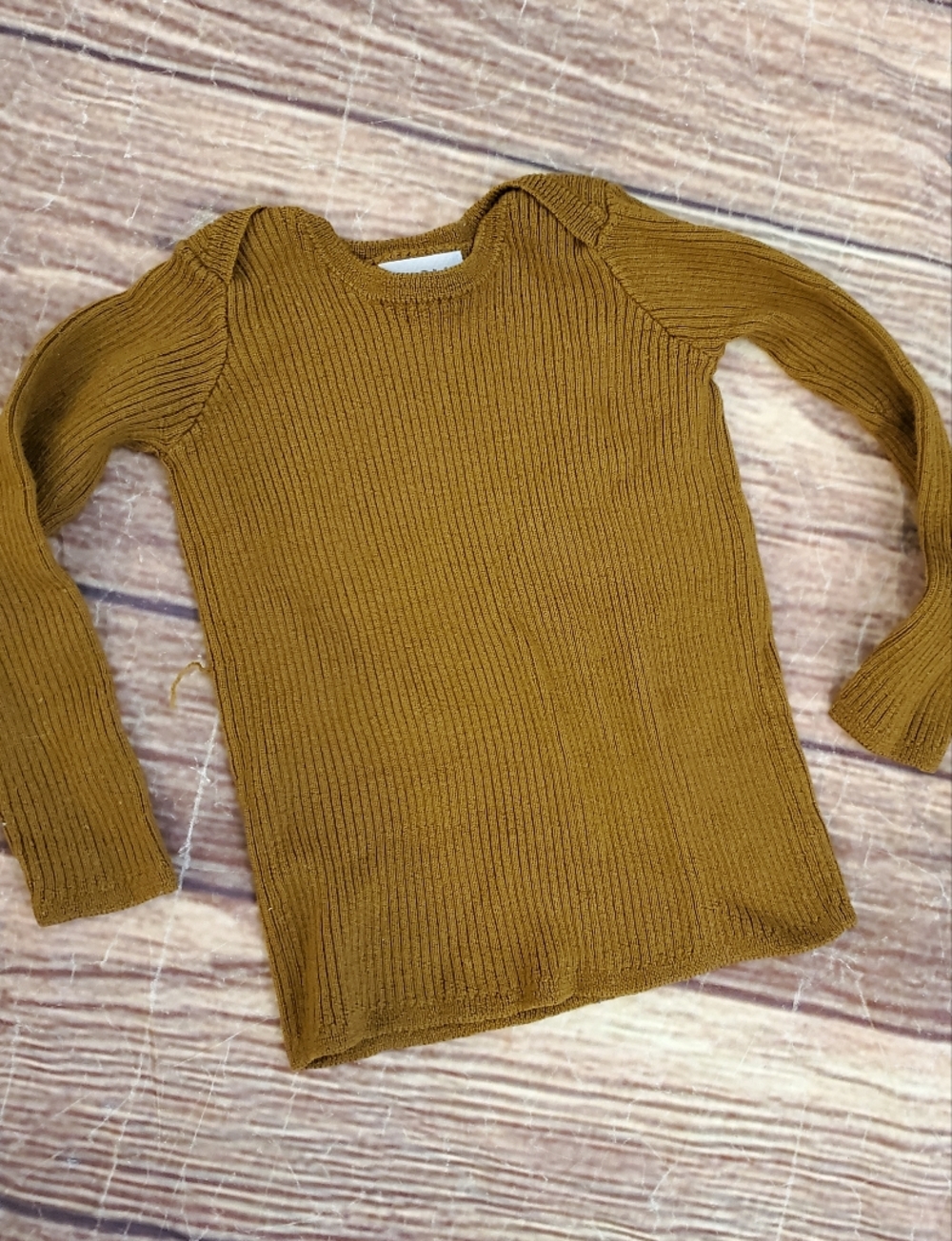 Mabli mustard kids ribbed crewneck sweater size 18m